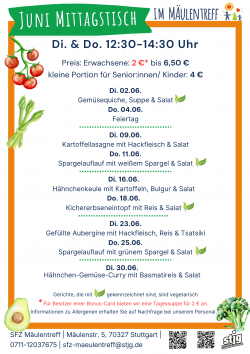 Die aktuelle Speisekarte für die laufenden zwei Wochen